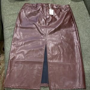 Dex Brown Faux Leather Brown Skirt (sz xlg)